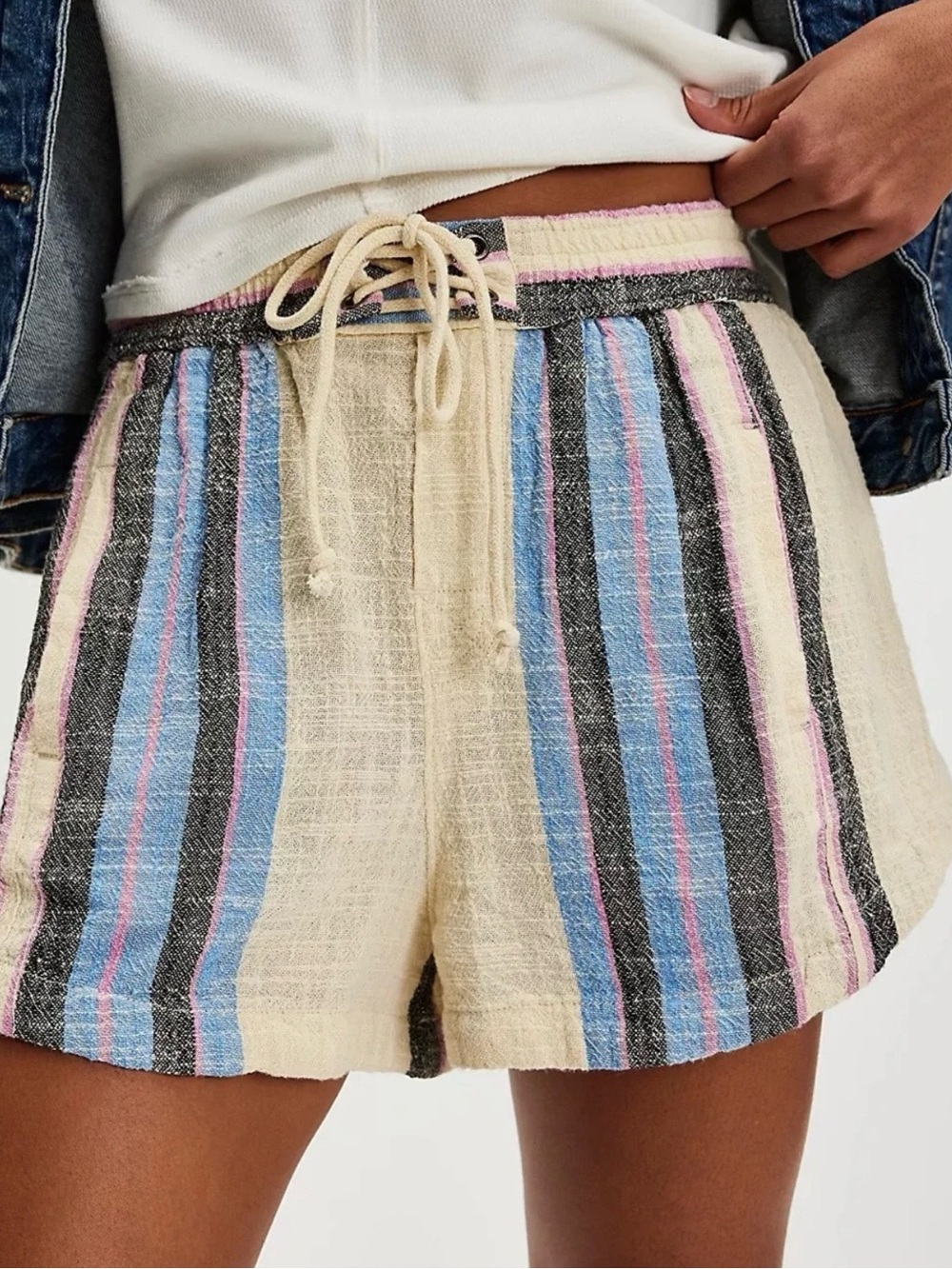Free People Kalli Board Shorts Women's S 100% Cotton High Rise Coastal Beachy - Picture 3 of 9